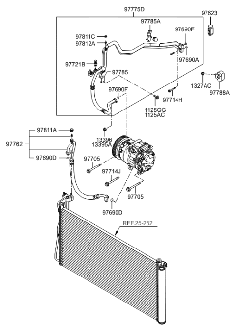2006 Hyundai Azera Produced After OCT.31.2006 Air conditioning System-Cooler Line Diagram 1