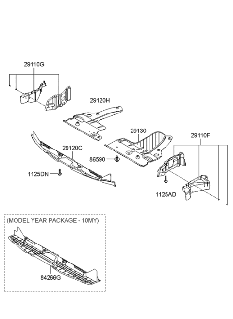 2009 Hyundai Azera Under Cover Diagram for 29120-3L100