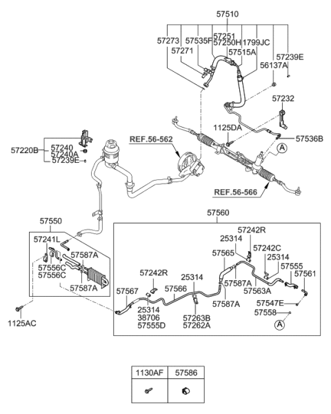 2009 Hyundai Azera Hose Assembly-Power Steering Oil Pressure Diagram for 57510-3L100