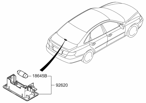 2008 Hyundai Azera License Plate & Interior Lamp Diagram