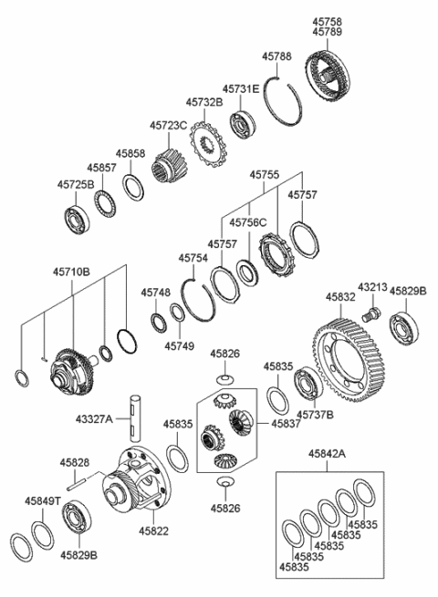 2008 Hyundai Azera Gear-Output Diagram for 45723-3A600