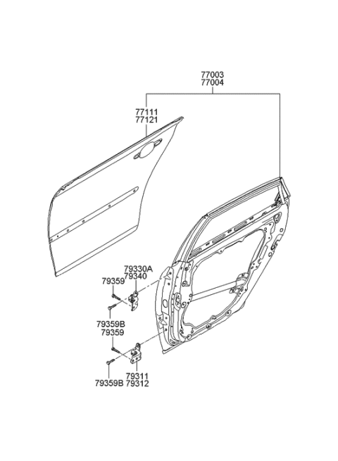 2006 Hyundai Azera Produced After OCT.31.2006 Panel-Rear Door Diagram