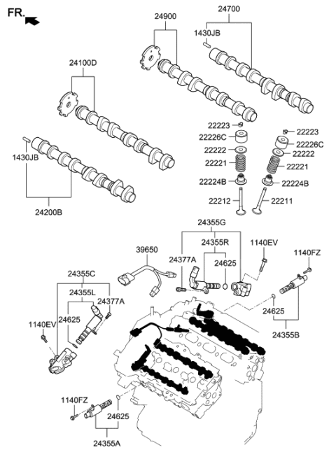 2009 Hyundai Azera Tappet Diagram for 22226-3CAB5