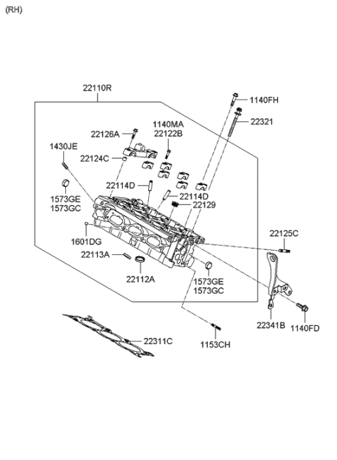 2006 Hyundai Azera Produced After OCT.31.2006 Cylinder Head Diagram 2