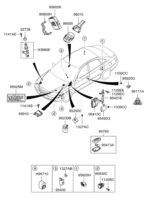 2009 Hyundai Azera Body Control Module Assembly Diagram for 95400-3L255