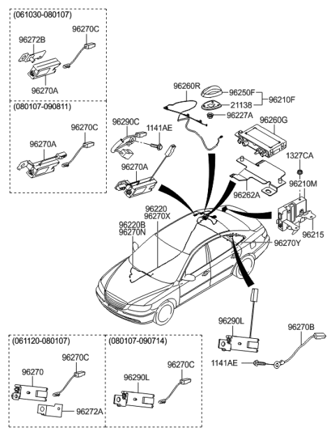 1997 Hyundai Sonata Nut-Antenna Diagram for 96266-2E000