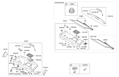 2007 Hyundai Azera Trim Assembly-Package Tray Diagram for 85610-3L630-J9