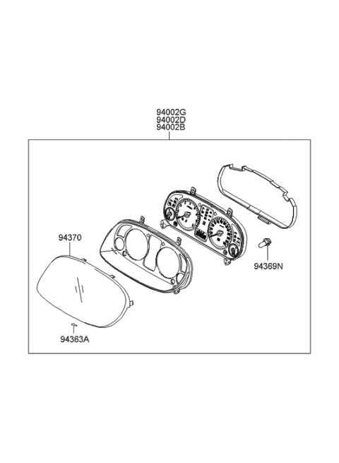 2008 Hyundai Azera Cluster Assembly-Instrument(KPH) Diagram for 94011-3L901