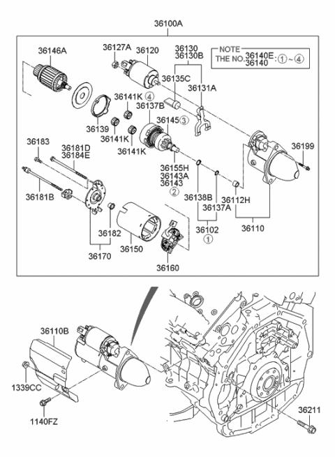 2008 Hyundai Azera Switch Assembly-Starter Magnetic Diagram for 36120-3C150