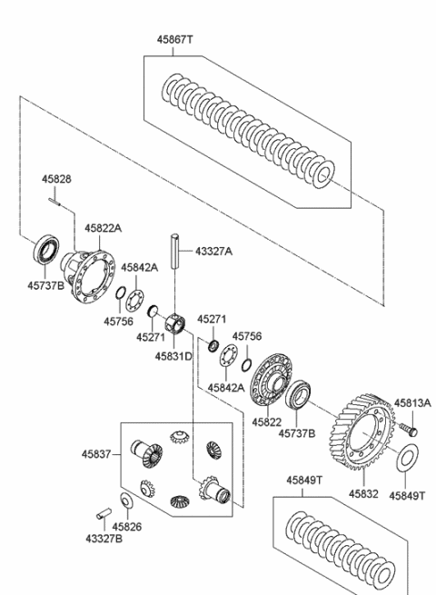 2007 Hyundai Azera Gear-Differential Drive Diagram for 45832-3B000