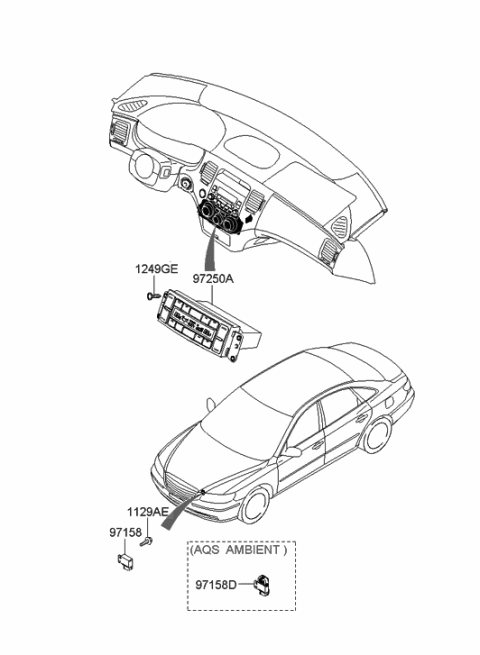 2006 Hyundai Azera Heater Control Assembly Diagram for 97250-3L342-3G