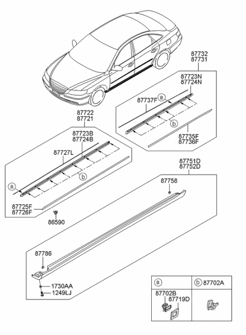 2008 Hyundai Azera Moulding Assembly-Side Sill,RH Diagram for 87752-3L700