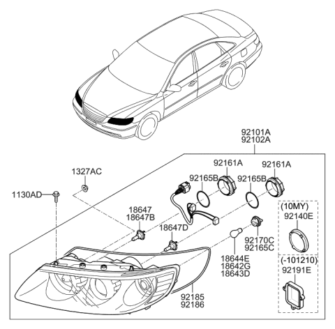 2006 Hyundai Azera Produced After OCT.31.2006 Head Lamp Diagram