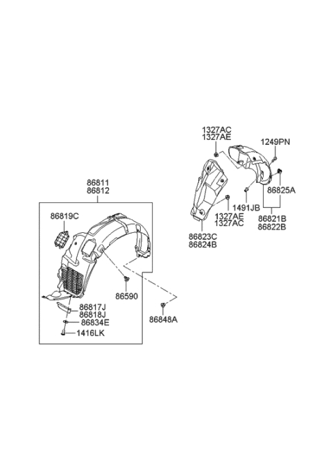 2010 Hyundai Azera Wheel Gaurd Diagram