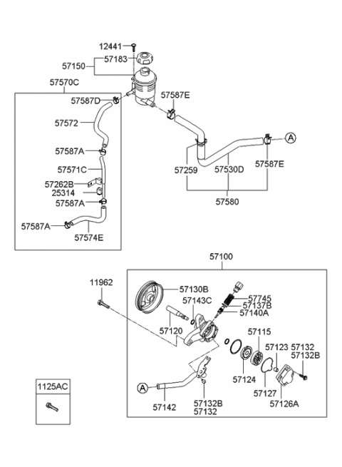 2006 Hyundai Azera Produced After OCT.31.2006 Power Steering Oil Pump Diagram