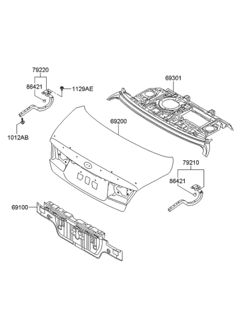 2009 Hyundai Azera Panel Assembly-Trunk Lid Diagram for 69200-3L051