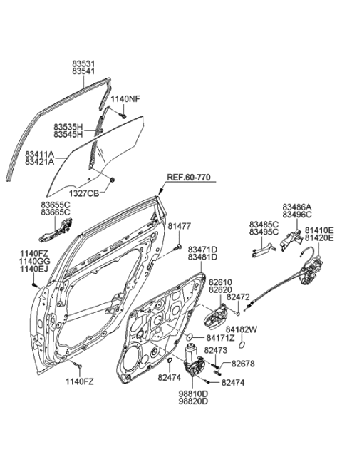 1998 Hyundai Sonata Tapping Screw Diagram for 82473-3K000