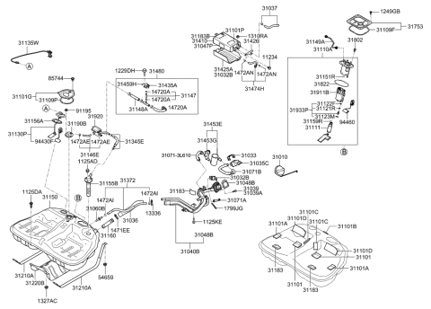 2006 Hyundai Azera Bracket-Filler Neck Diagram for 31033-2H500