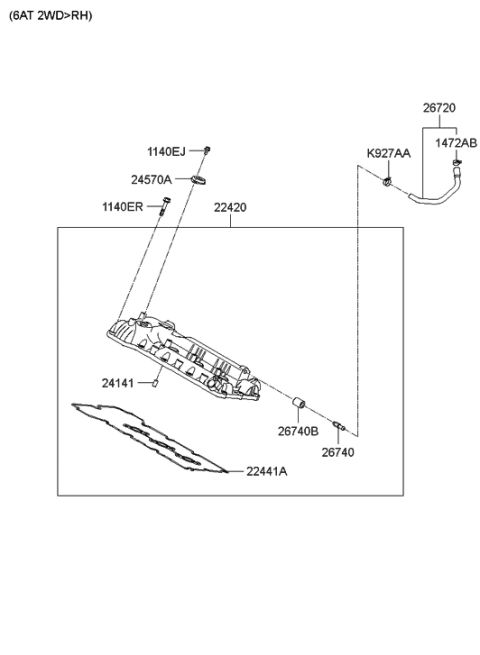 2006 Hyundai Azera Produced After OCT.31.2006 Rocker Cover Diagram 4