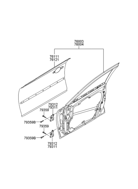 2008 Hyundai Azera Panel-Front Door Outer,RH Diagram for 76121-3L010