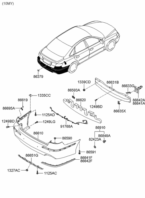 2006 Hyundai Azera Cover-Rear Bumper Under Diagram for 86690-3L700