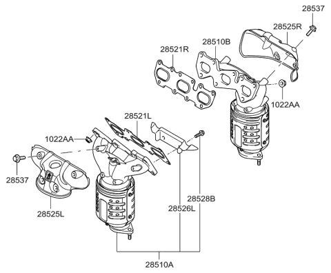 2006 Hyundai Azera Produced After OCT.31.2006 Exhaust Manifold Diagram 1