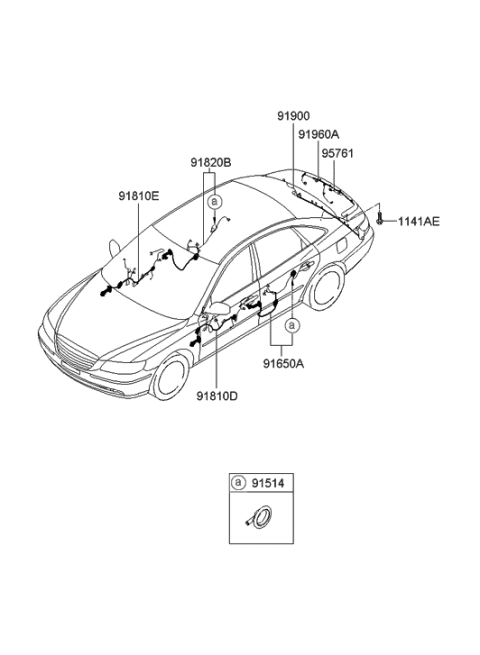 2010 Hyundai Azera Wiring Assembly-Trunk Lid Diagram for 91670-3L030