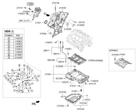 2006 Hyundai Azera Produced After OCT.31.2006 Belt Cover & Oil Pan Diagram
