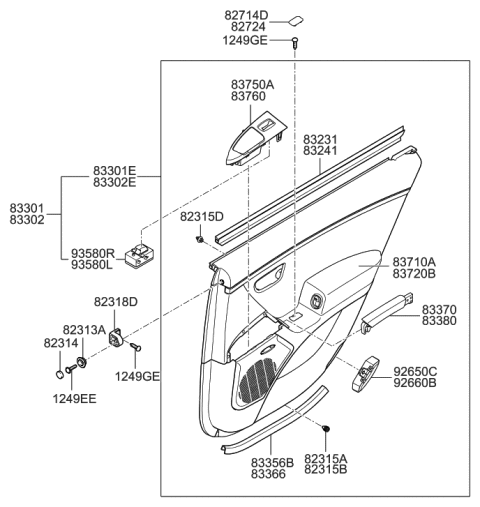 2010 Hyundai Azera Panel Assembly-Rear Door Trim,RH Diagram for 83308-3L020-8Z