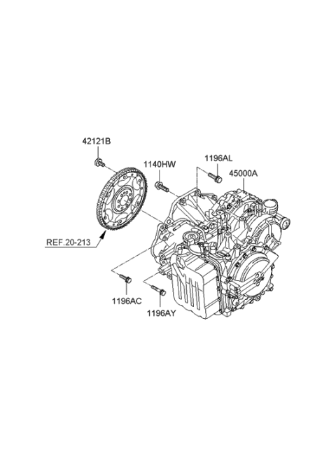 1998 Hyundai Sonata Ata & Torque Converter Assembly Diagram for 45000-3A600