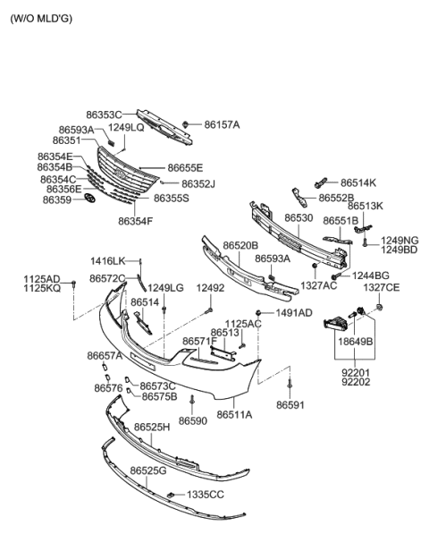 2006 Hyundai Azera Produced After OCT.31.2006 Front Bumper Diagram 1