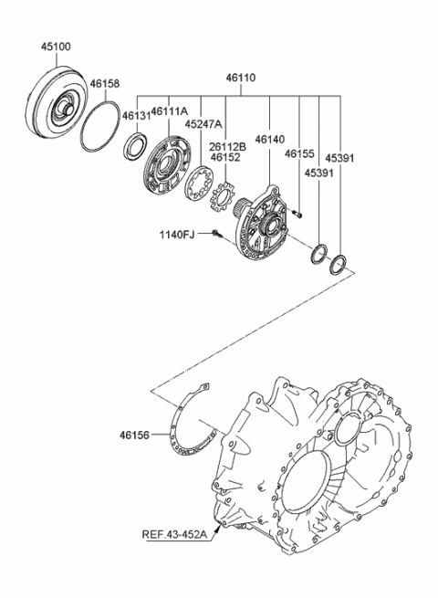 2010 Hyundai Azera Oil Pump & TQ/Conv-Auto Diagram 1