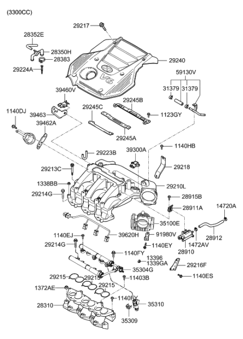 2006 Hyundai Azera Produced After OCT.31.2006 Intake Manifold Diagram 1