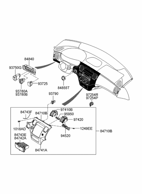 2009 Hyundai Azera Panel-Center Facia Diagram for 84741-3L100-J9