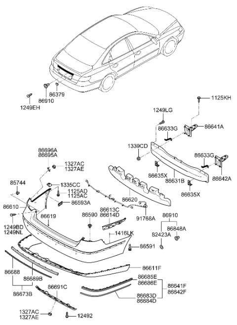 2007 Hyundai Azera Rear Bumper Diagram 1