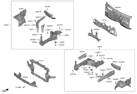 2019 Hyundai Accent CARRIER ASSY-FRONT END MODULE Diagram for 64101-IT000