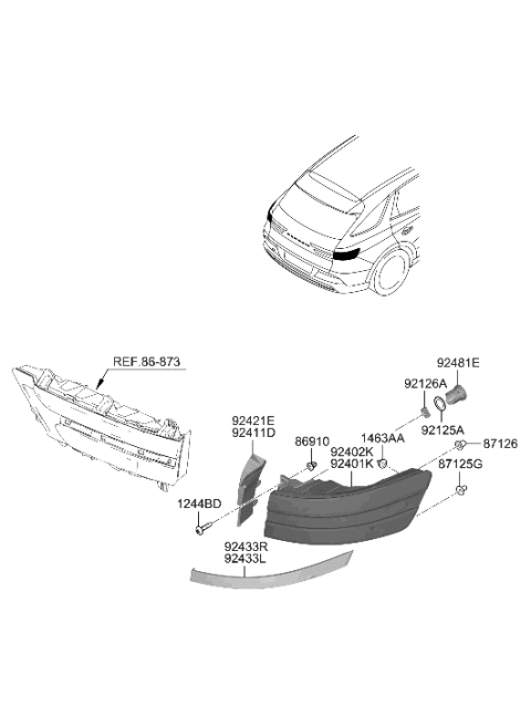 2023 Hyundai Genesis Electrified GV70 GARNISH-RR COMBINATION LAMP,RH Diagram for 92436-AR000-MPE