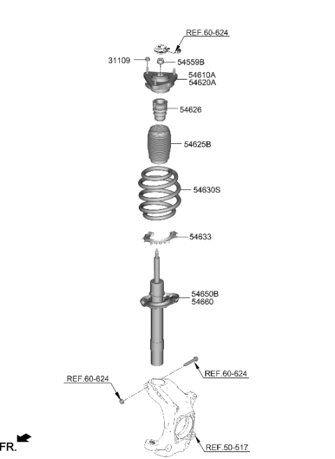 2023 Hyundai Genesis Electrified GV70 PAD-FRONT SPRING,LWR Diagram for 54633-DS000