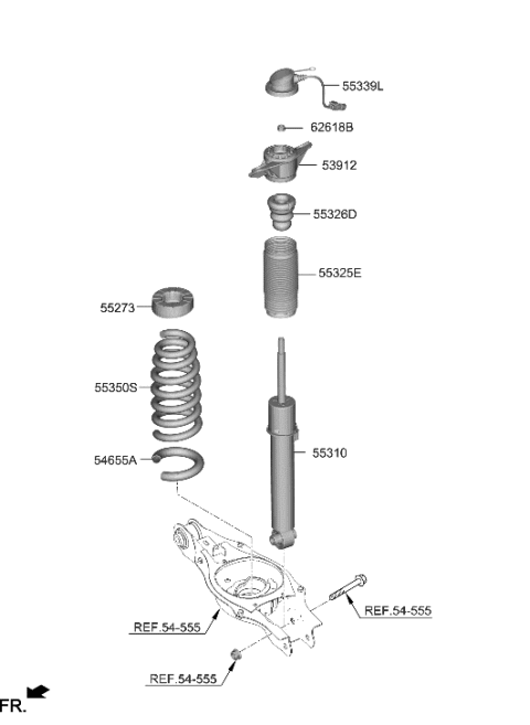 2019 Hyundai Accent PAD-REAR SPRING,UPR Diagram for 55334-DS000