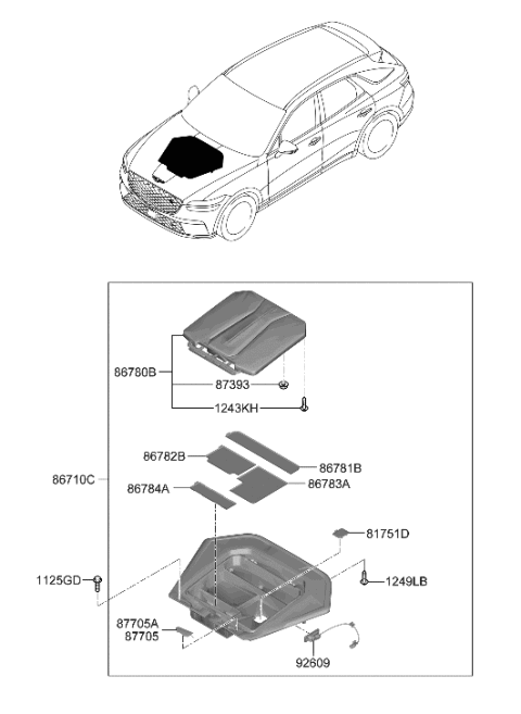 2023 Hyundai Genesis Electrified GV70 MAT-FR TRUNK NO.3 Diagram for 86783-DS000