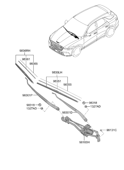 2023 Hyundai Genesis Electrified GV70 ARM ASSY-W/SHLD WPR(DRIVER) Diagram for 98311-AR100