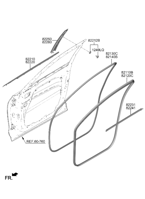 2019 Hyundai Accent GARNISH ASSY-DR FRAME LH Diagram for 82250-AR000