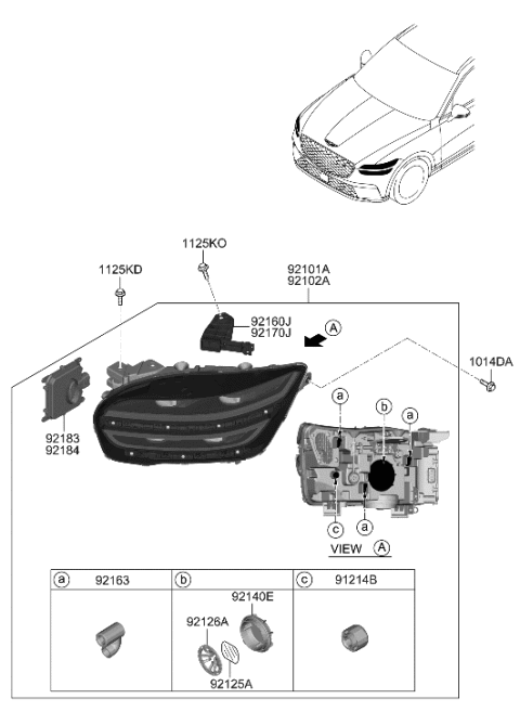 2019 Hyundai Accent ILCU-H/LAMP,RH Diagram for 92184-AR000