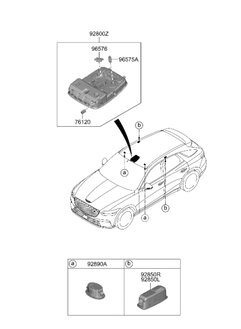 2023 Hyundai Genesis Electrified GV70 LAMP ASSY-REAR PERSONAL,RH Diagram for 92870-T1000-OCW