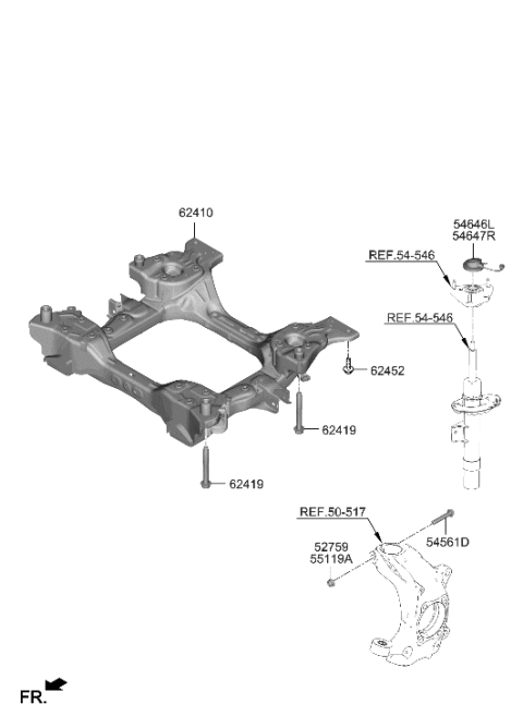 2023 Hyundai Genesis Electrified GV70 CROSSMEMBER ASSY-FRONT Diagram for 62410-DS500