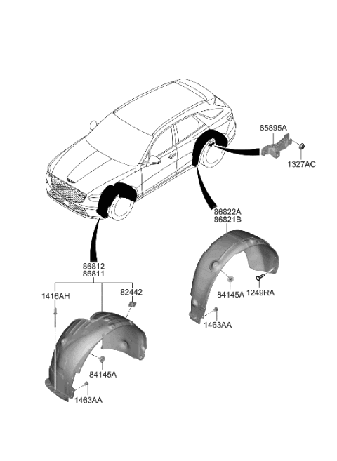 2023 Hyundai Genesis Electrified GV70 Wheel Gaurd Diagram