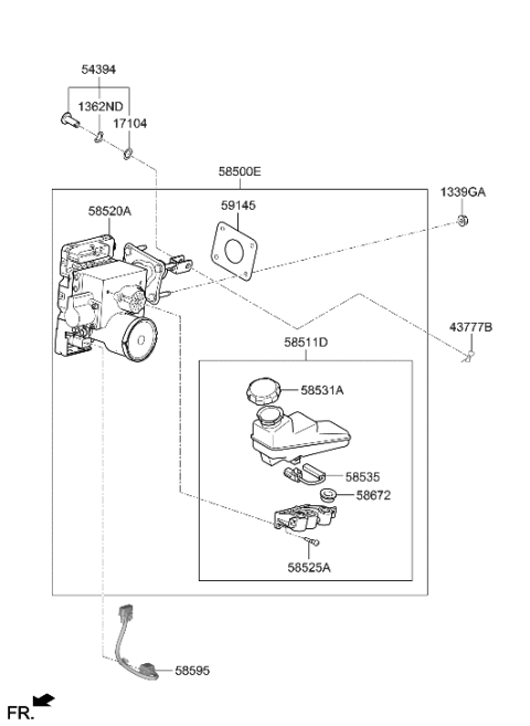 2023 Hyundai Genesis Electrified GV70 Brake Master Cylinder & Booster Diagram