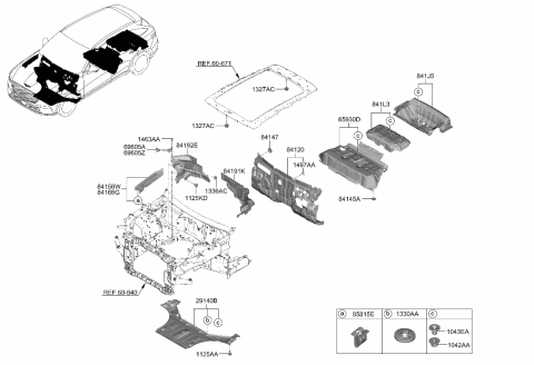 2019 Hyundai Accent PAD ASSY-ISOLATION DASH PANEL Diagram for 84120-DS000