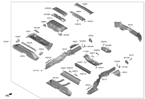 2023 Hyundai Genesis Electrified GV70 PANEL ASSY-REAR FLOOR,RR Diagram for 65513-DS000