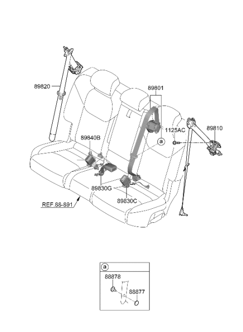 2023 Hyundai Genesis Electrified GV70 S/BELT ASSY-RR, CTR Diagram for 89850-AR500-OCW